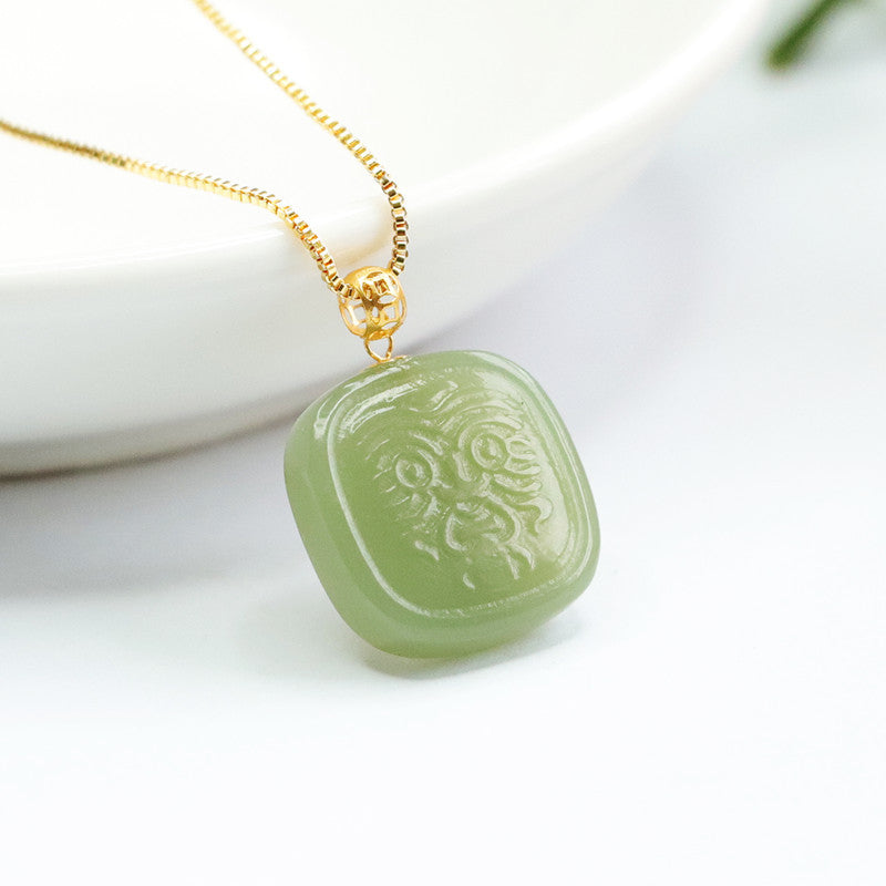 Heavenly Jade Pendant Necklace with Geometric Design