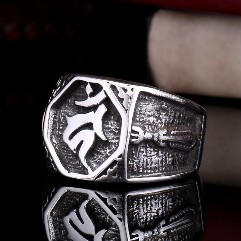 Creative Men's Titanium Steel Ring - Cross-Border Retro Jewelry Wholesale, King Sword Design