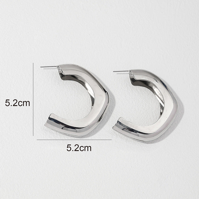 European Influenced Metal C-Curve Earrings - Vienna Verve Collection