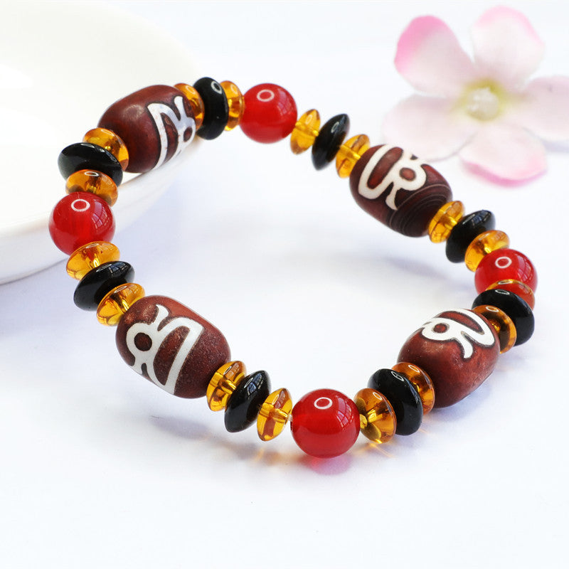 Heavenly Red Agate Sterling Silver Fortune Bracelet