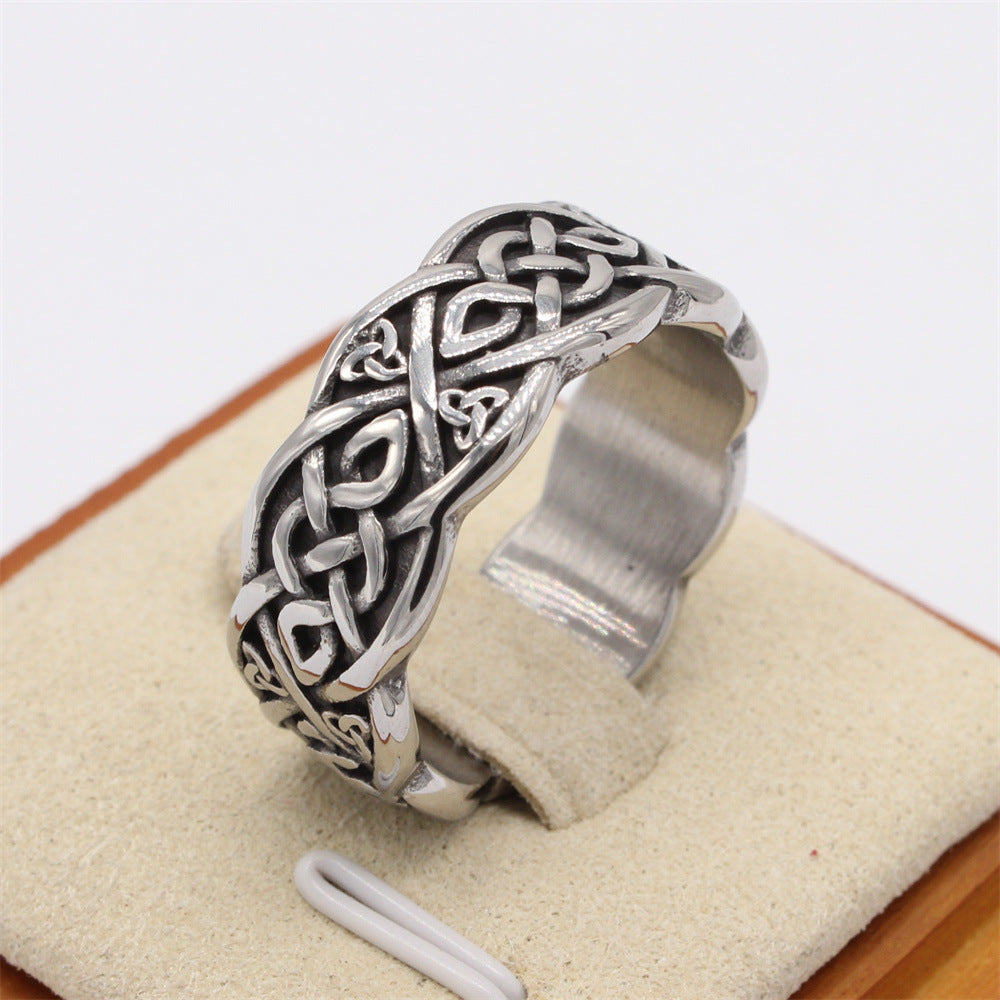 Vintage Viking Celtic Pattern Titanium Steel Ring for Men