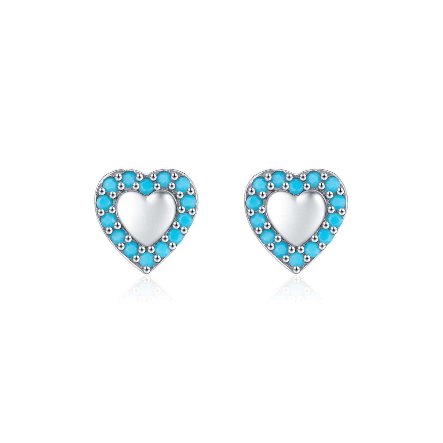 Retro Turquoise Sterling Silver Mini Earrings for Women