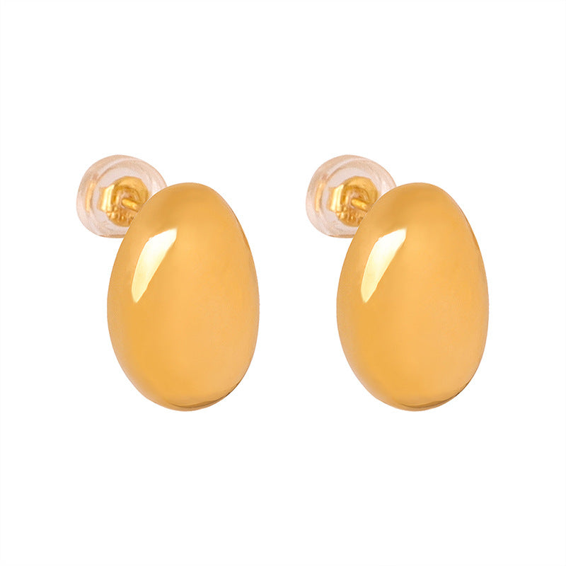 Golden Aura Oval Titanium Steel Earrings - Planderful Everyday Genie Collection