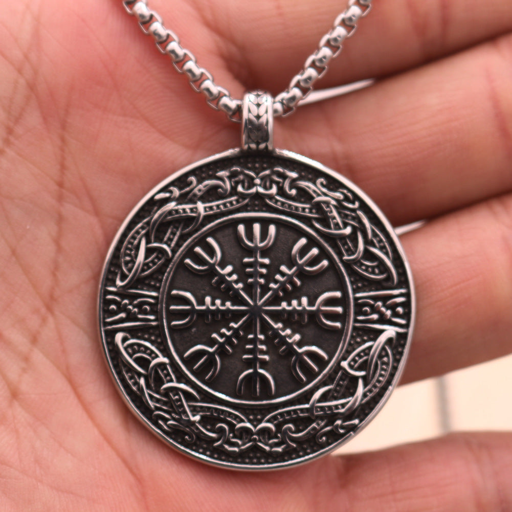 Norse Legacy Titanium Steel Compass Necklace for Men