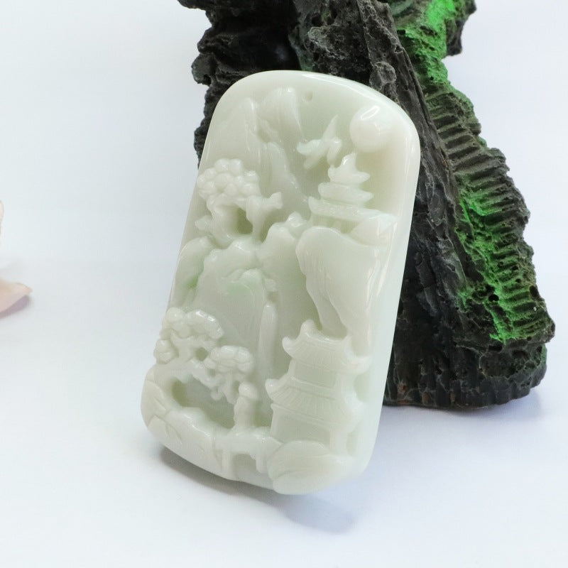 Exquisite A-Grade Myanmar Jade Landscape Pendant