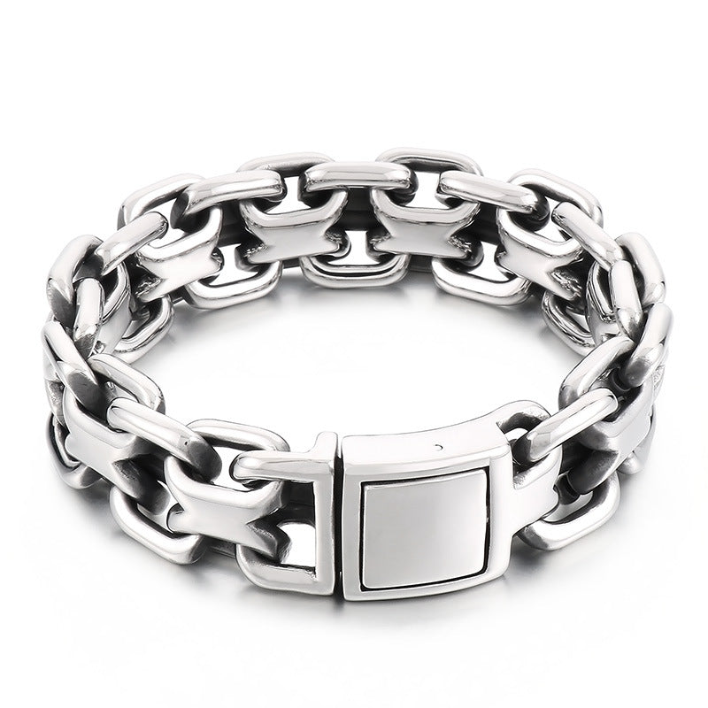 Customizable Modern Men's Stainless Steel and Titanium Bracelet with Interlocking Design