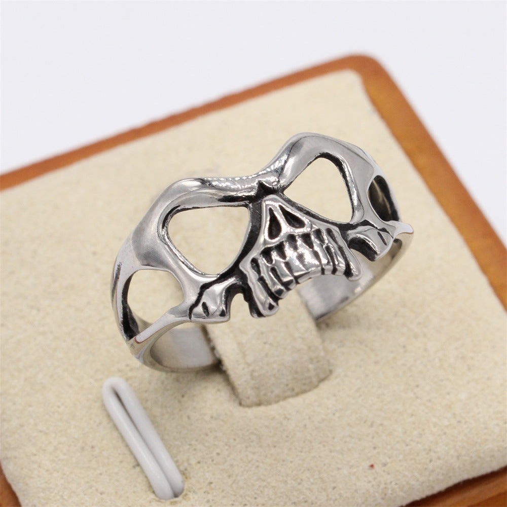 Halloween Hollow Skull Mask Titanium Steel Ring for Men