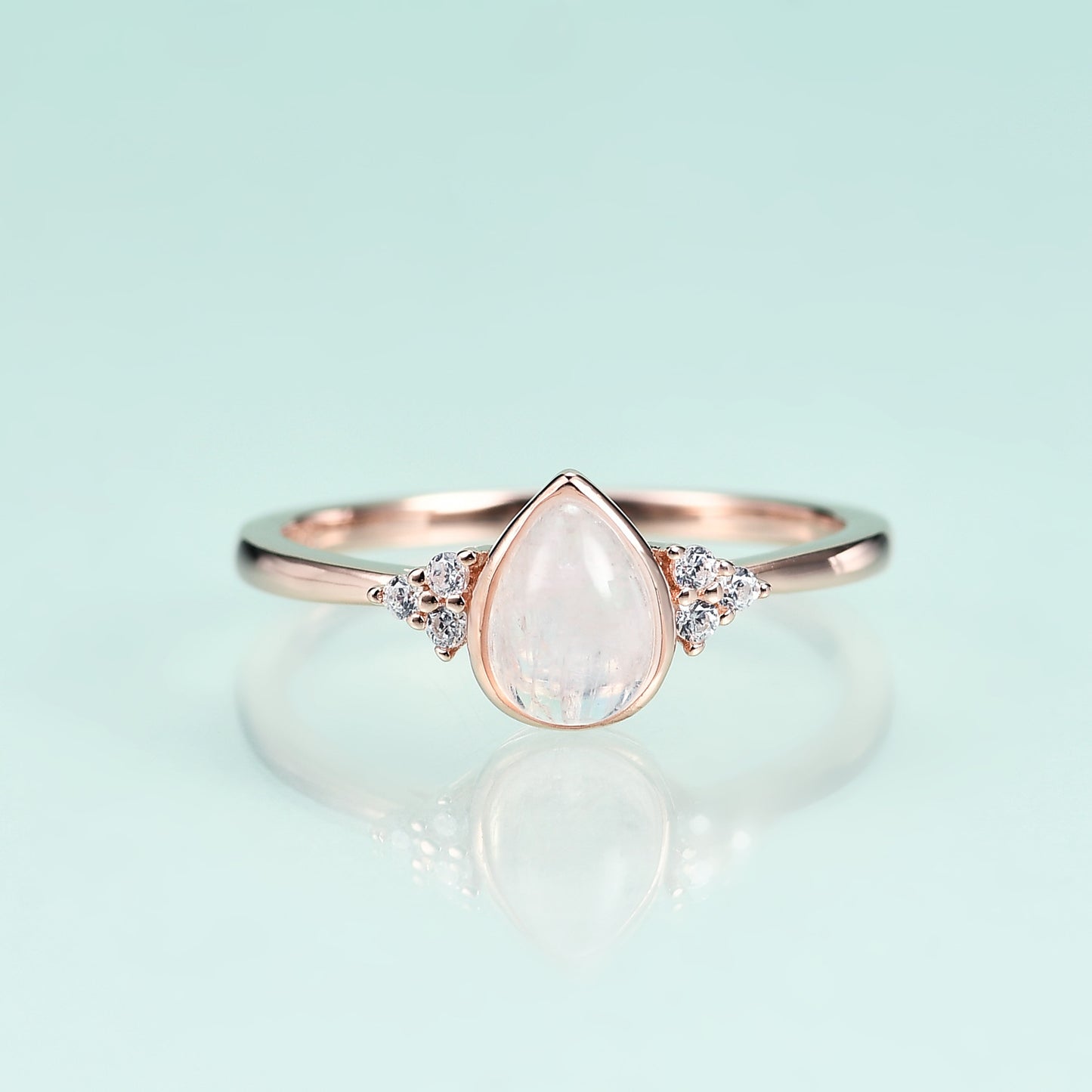 Pear Shape Natural Moonstone Silver Ring