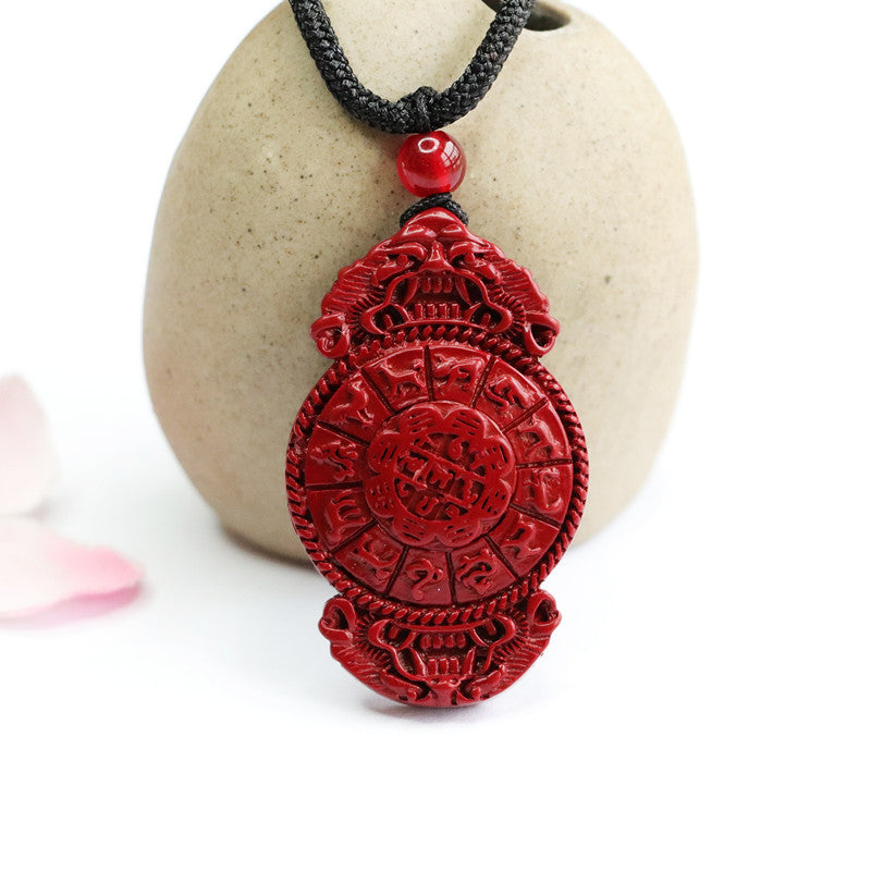 Cinnabar Pendant Double Pixiu Bagua Jewelry