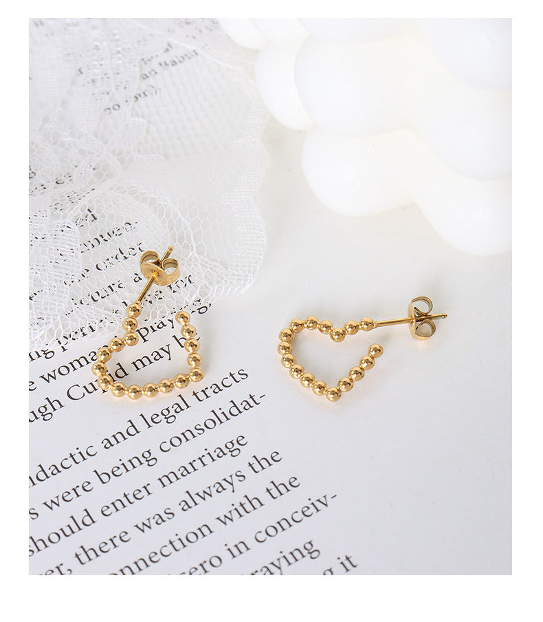 Golden Love Geometry Earrings with a Cold Wind Twist