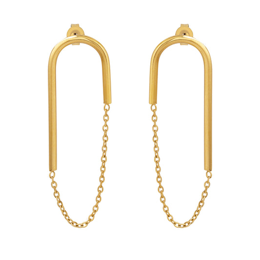 Golden Charm U-Shaped Earrings - Trendy Titanium Plated Fashion Jewelry