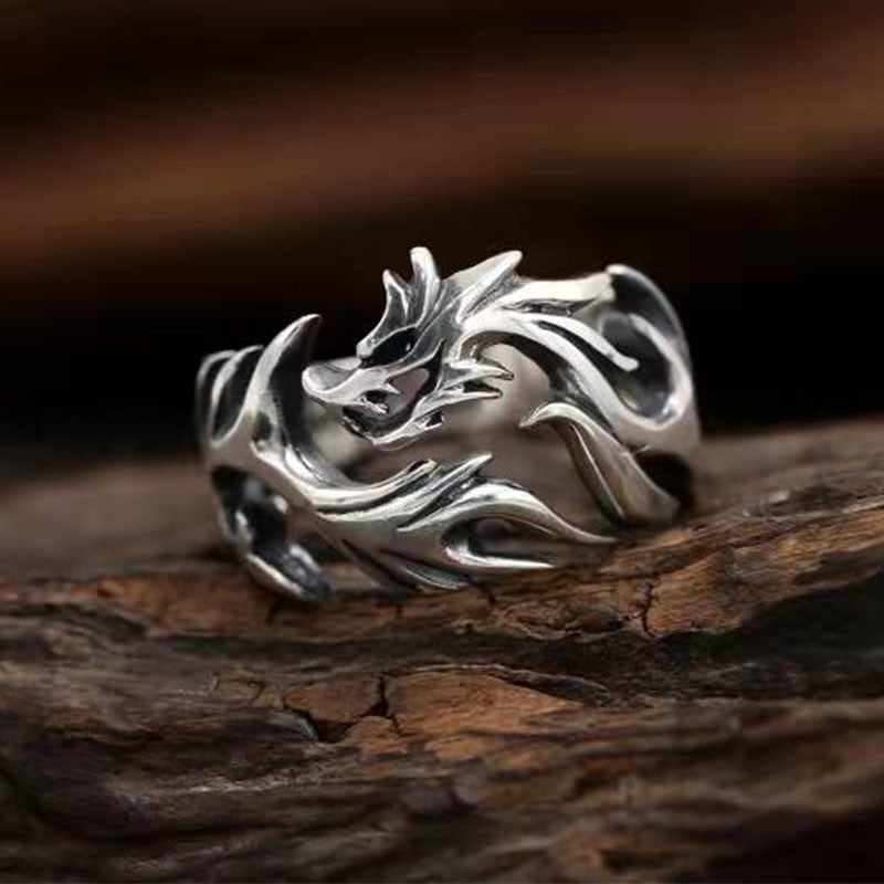 Retro Dragon Titanium Steel Ring for Trendy Boys and Girls - Stylish Index Finger Accessory