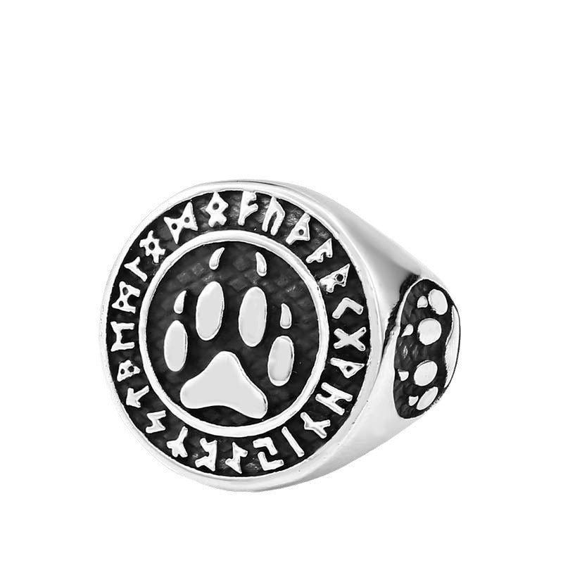 Retro Viking-Inspired Personalized Bear Claw Titanium Steel Ring for Men, European and American Stainless Steel Jewelry