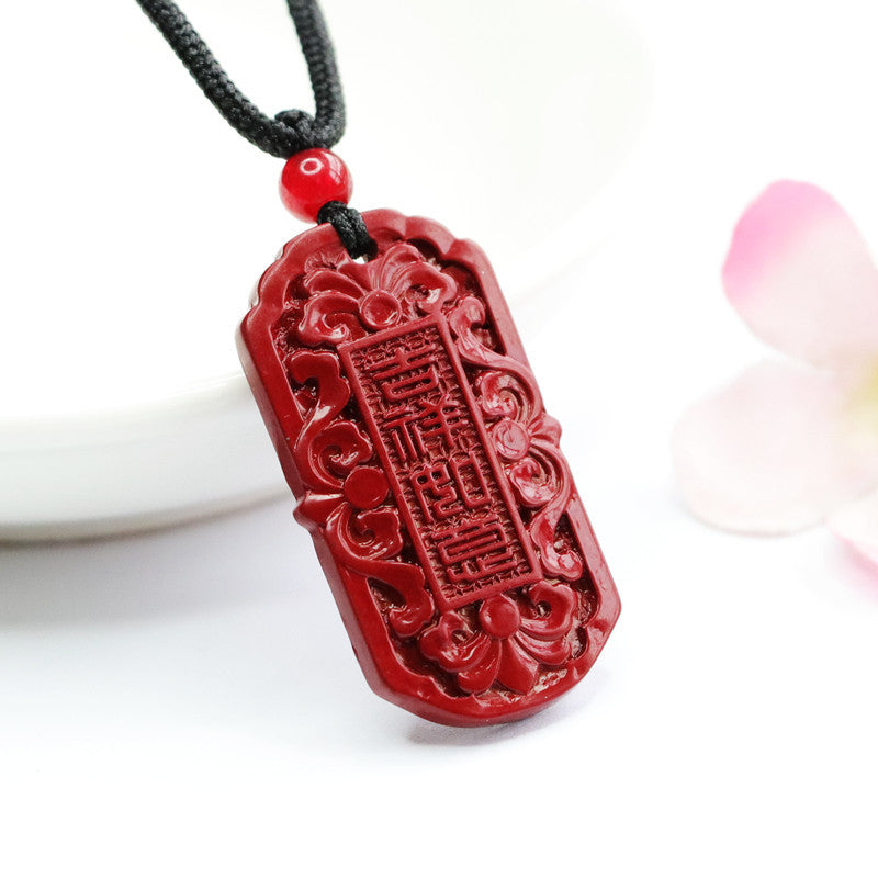 Cinnabar Pendant Auspicious Six-character Proverbs Pendant Jewelry