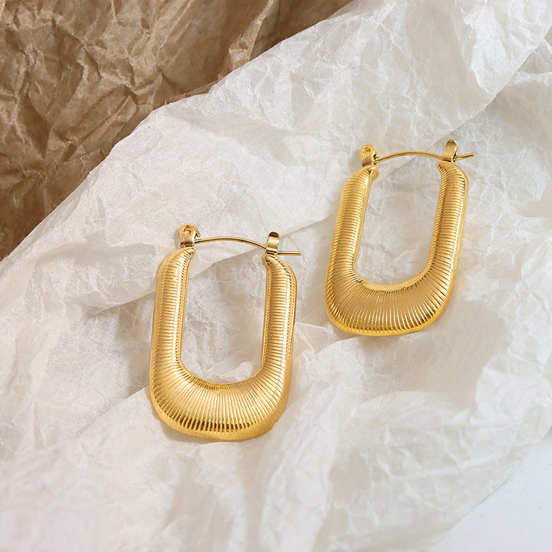 Exaggerated Metallic Earrings with Gold Plating and Hip-hop Flair