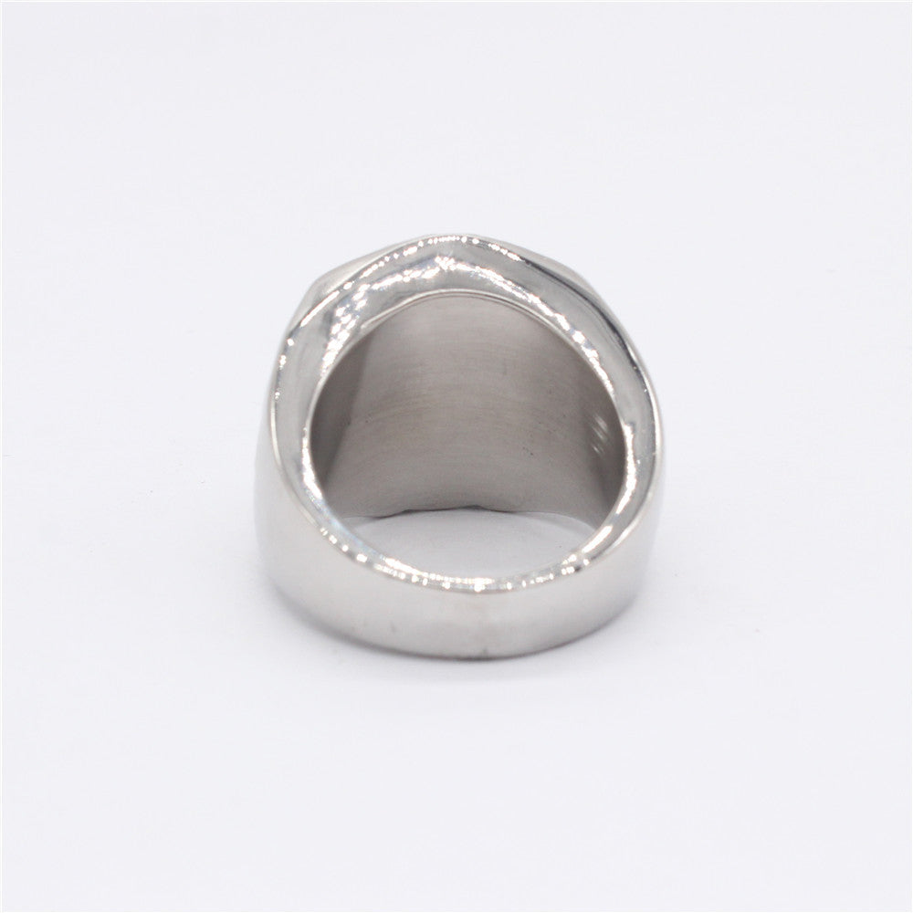 Childern Flower Pentagonal Shield Titanium Steel Ring for Men