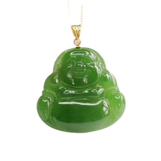 Elegant Hetian Jade Jasper Buddha Pendant Necklace