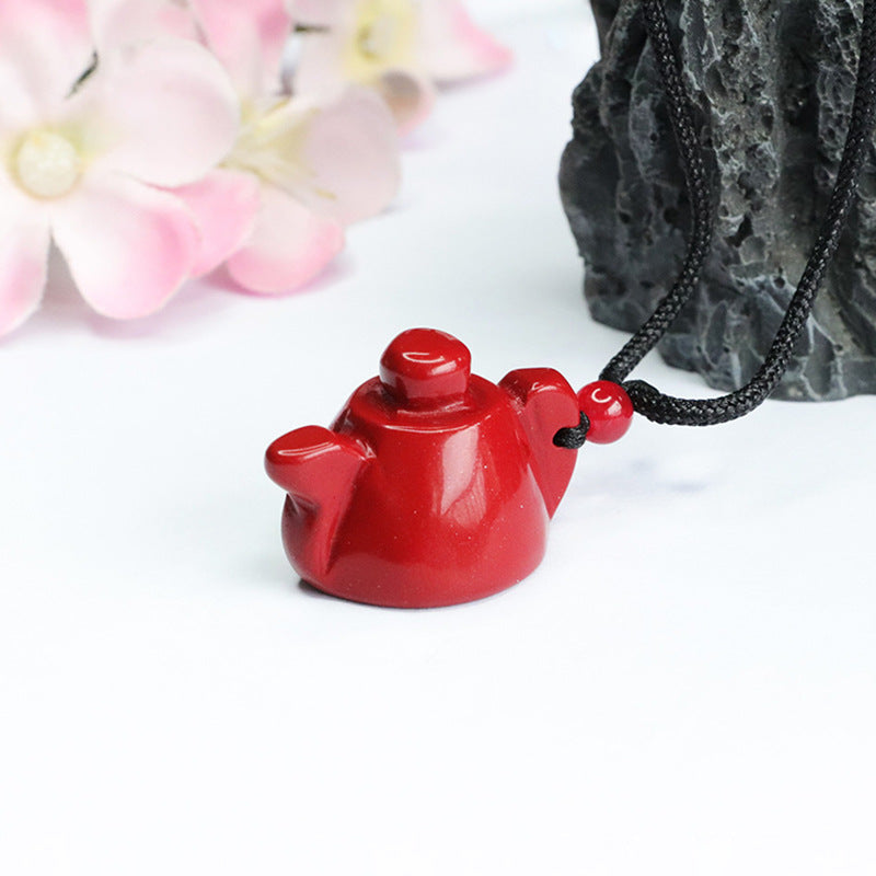 Ethnic Charm Vermilion Sand Tea Pot Pendant