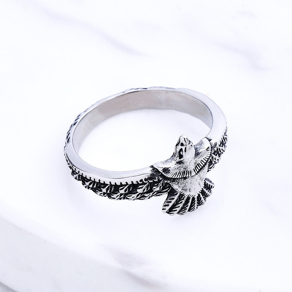 American Indian Style Eagle Titanium Steel Ring for Men