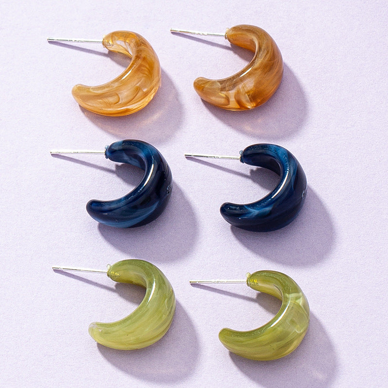 Retro Vienna Verve Resin Earrings Trio with Metal Needles