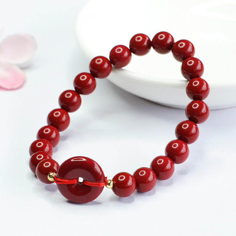 National Wind Cinnabar Stone Bracelet with Safety Buckle