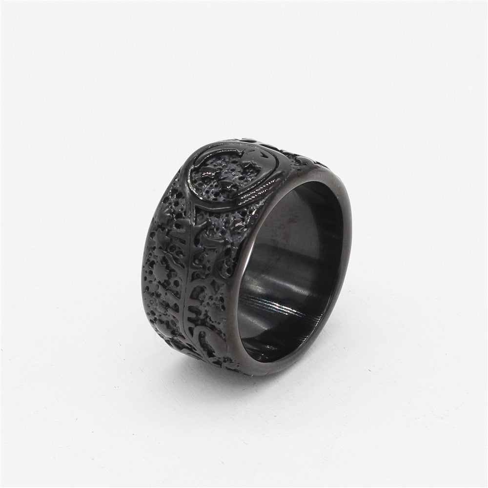 Retro European and American Punk Sun Moon Men's Titanium Steel Ring