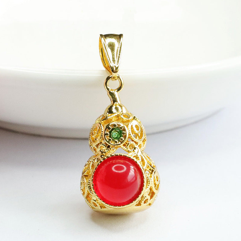 Red Agate Hollow Gourd Pendant