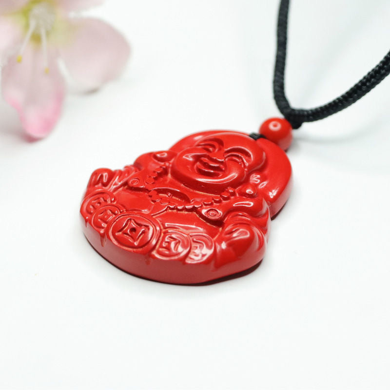 Cinnabar Maitreya Buddha Pendant Red Sand Money Buddha Pendant