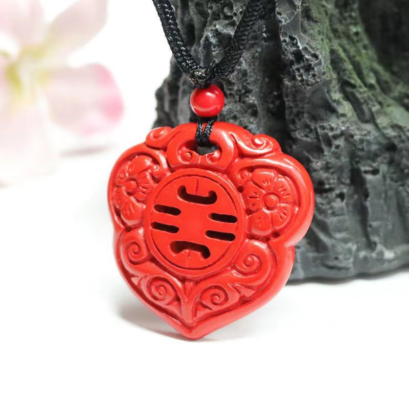 Vermilion Sand Flower Pendant with Cinnabar Stone