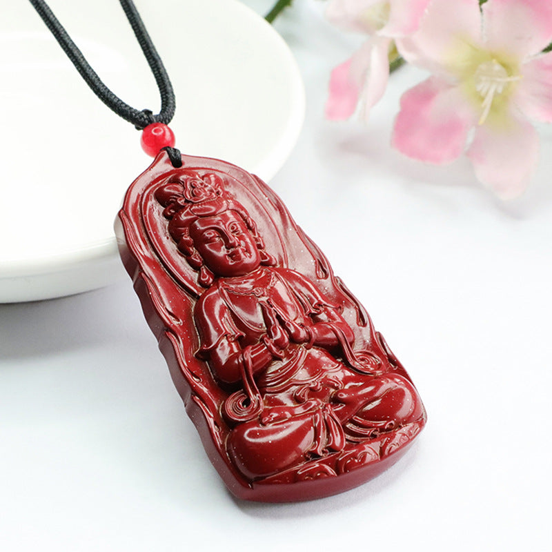 Vermilion Sand Pendant Purple Gold Sand Carving Guanyin Bodhisattva Pendant