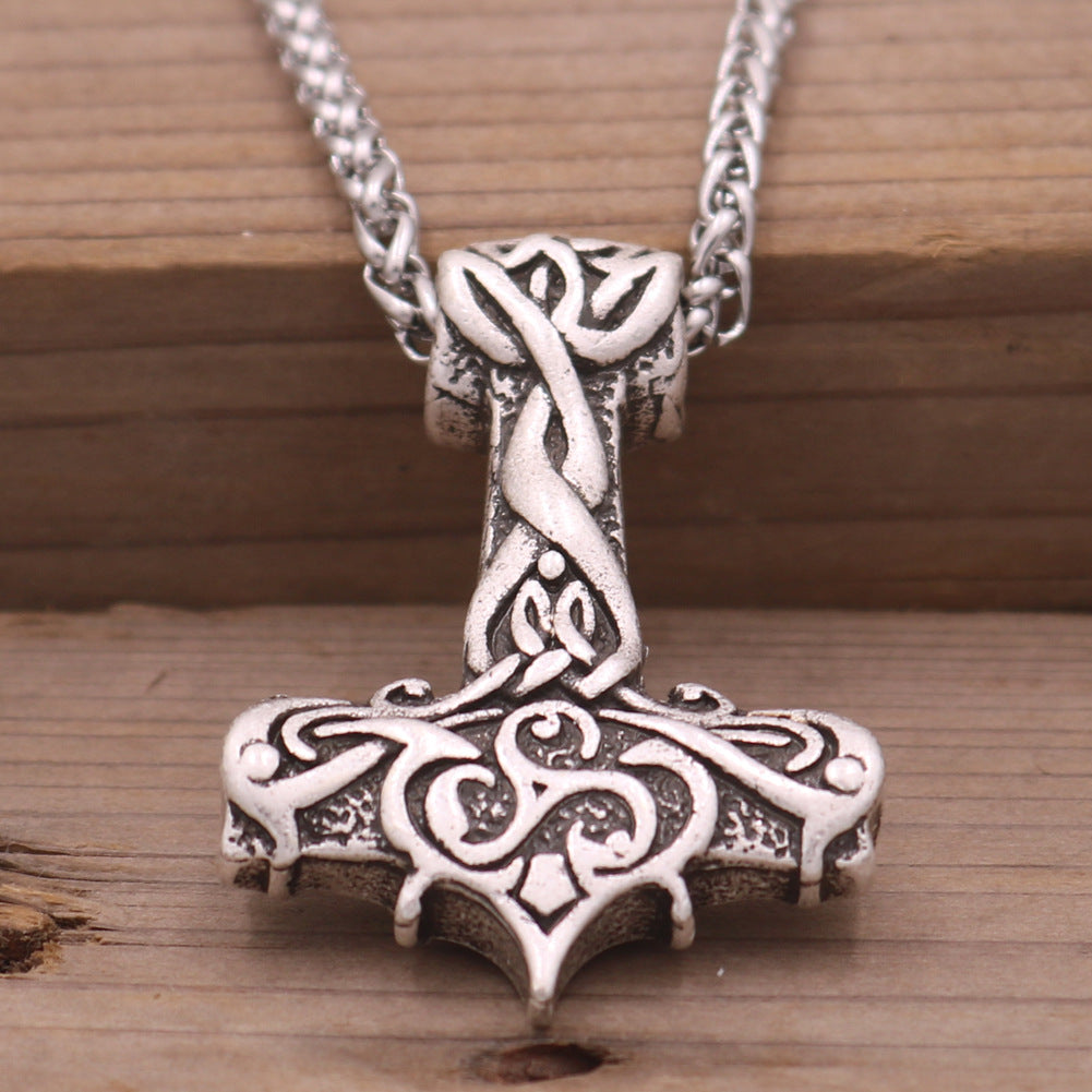 Viking Rune Thunder Hammer Necklace - Handcrafted Metal Pendant from Norse Legacy Collection