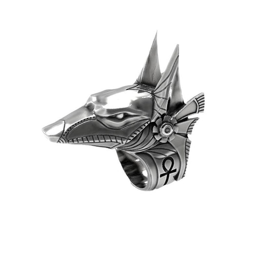 Anubis Men's Titanium Steel Ring - Unique Retro Animal Design, Available for Wholesale