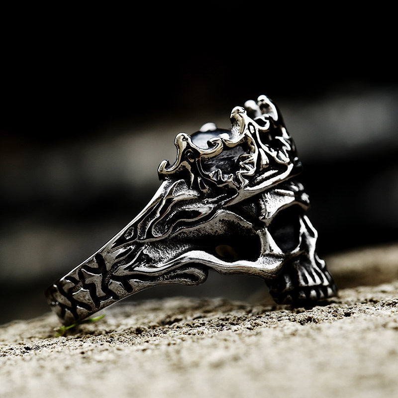 Titanium Steel Skull Crown Ring for Men - Edgy Punk Jewelry Statement