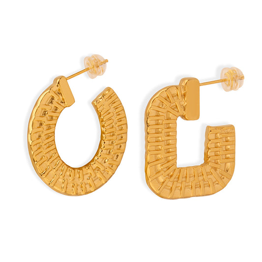 Exaggerated Geometric U-Shaped Earrings in Gold for Women