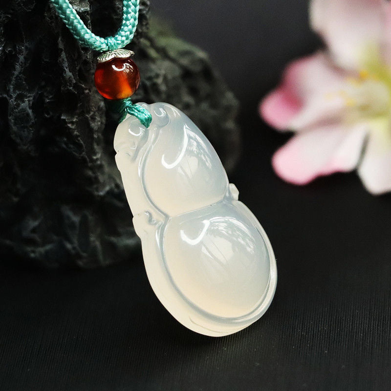 Natural Ice White Chalcedony Gourd Pendant Jewelry