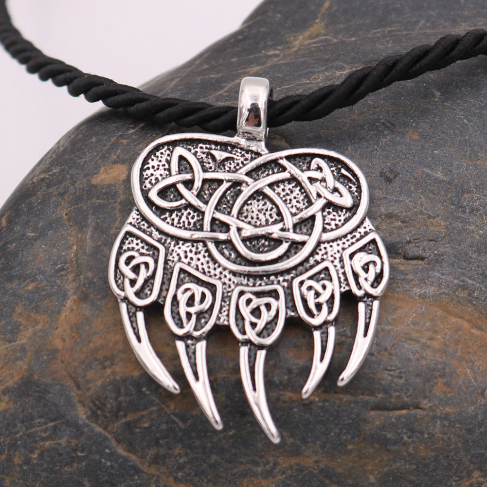 Viking Odin Bear Paw Alloy Necklace - Norse Legacy Collection