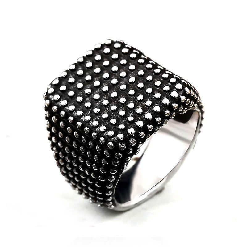 Retro Personalized Stainless Steel Men's Polka Dot Ring - Wholesale European and American Trade