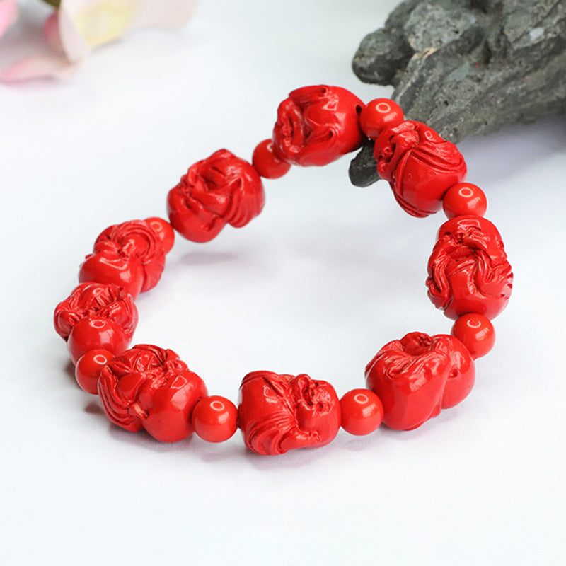 Cinnabar and Red Sand Bracelet Set with Little Buddha Bracelets