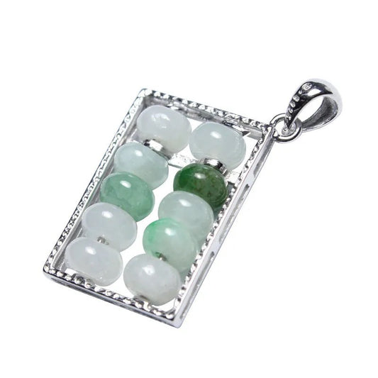 Sterling Silver Abacus Jade Necklace from Myanmar