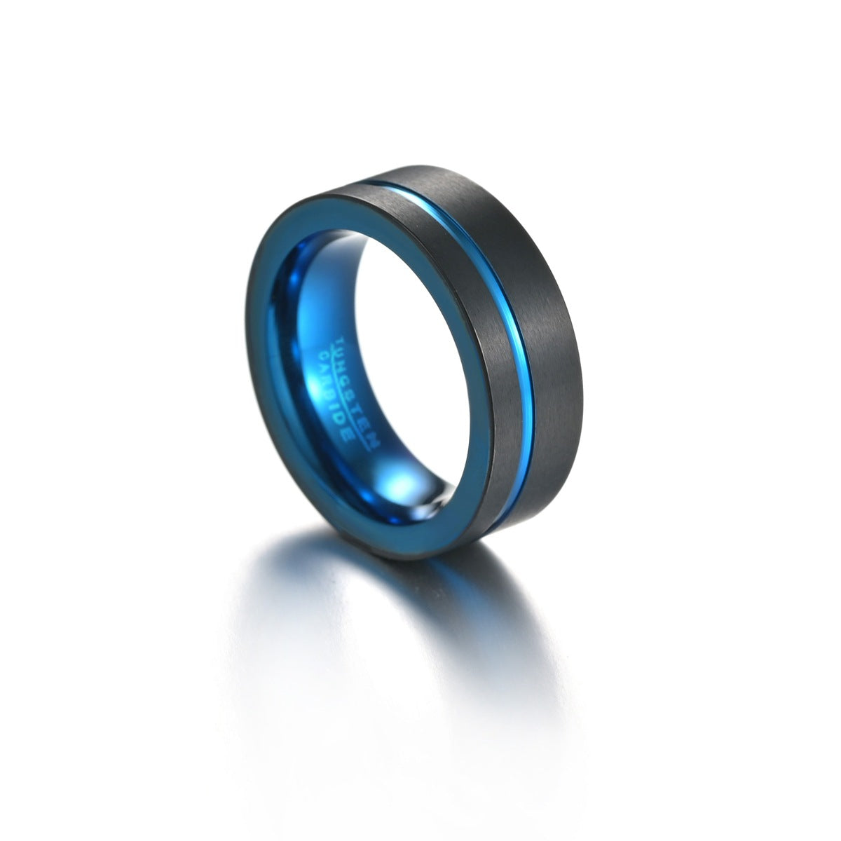 Black and Blue Dual Tone Men's Tungsten Steel Ring - European & American Bestseller