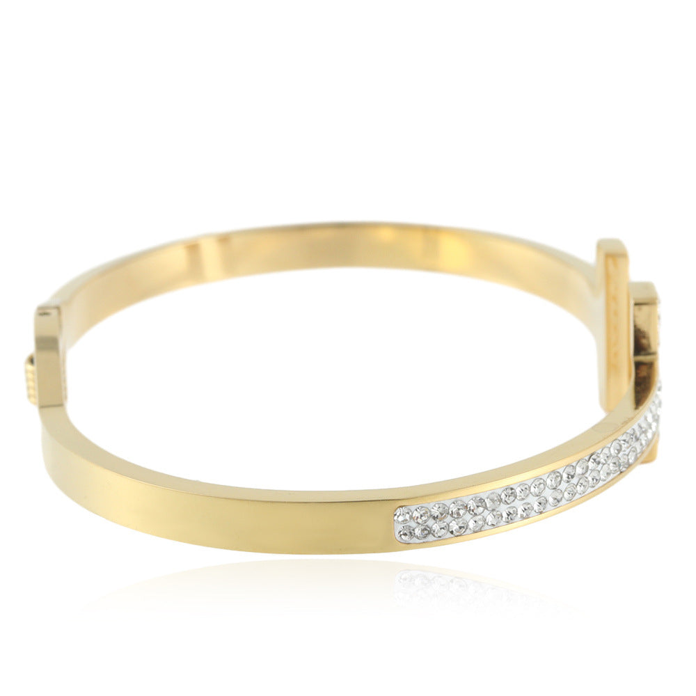 Modern Titanium T-Shaped Bracelet for Women - Elegant Light Luxury Fashion Accessory