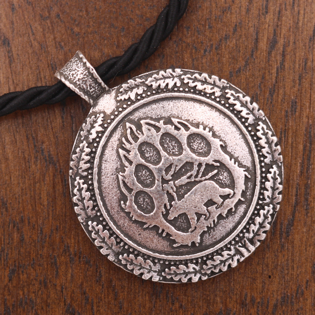 Viking Bear Claw Rune Pendant Alloy Necklace from Planderful - Norse Legacy Collection