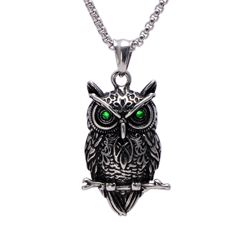 Charming Titanium Steel Owl Pendant Necklace for Literary Lovers