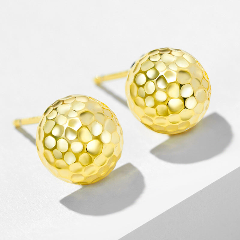 Honeycomb Pattern Half Ball Sterling Silver Stud Earrings