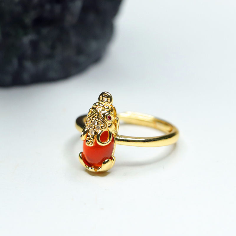 Fortune's Favor Sterling Silver Red Agate Pixiu Ring