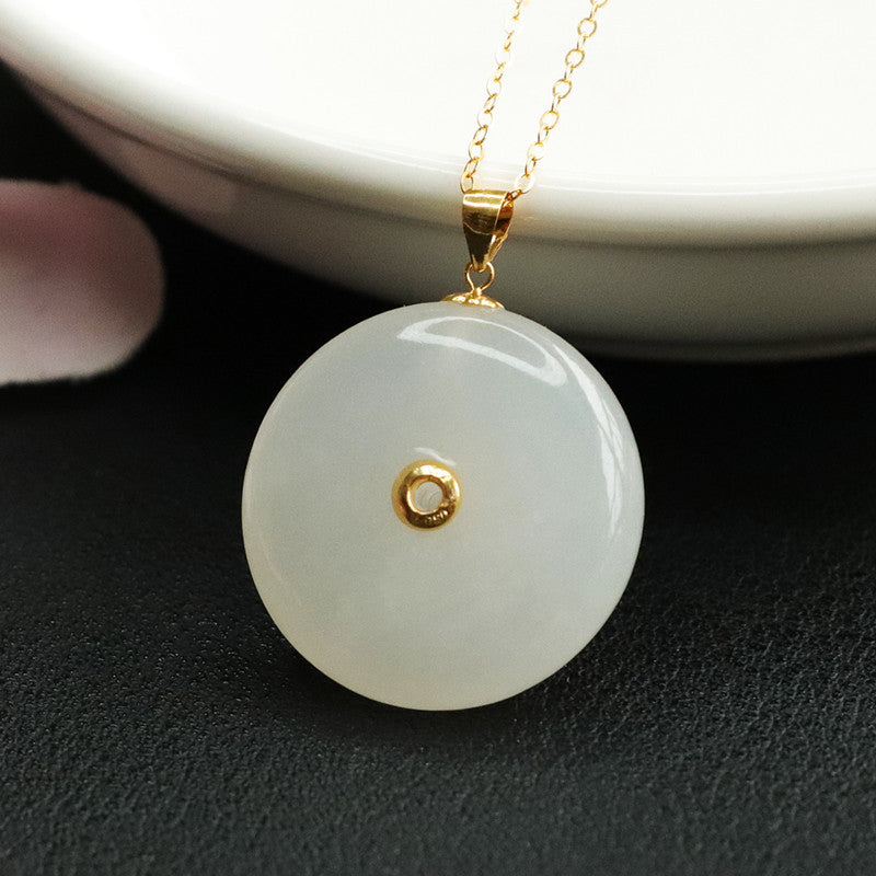 White Jade Ping An Buckle Necklace from Fortune's Favor Collection