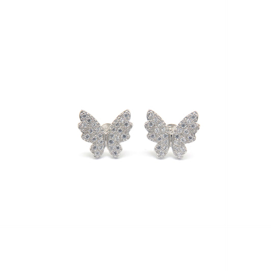 Butterfly Zircon Silver Stud Earrings