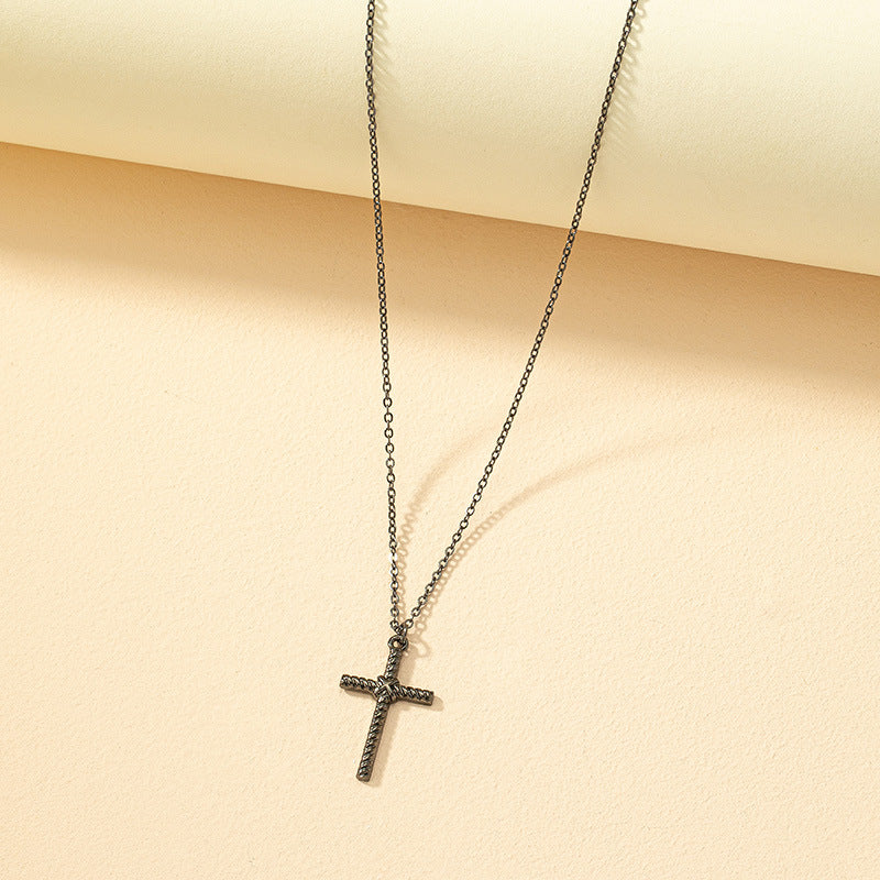 Simple Cross Pendant Necklace with a Touch of European and American Flair