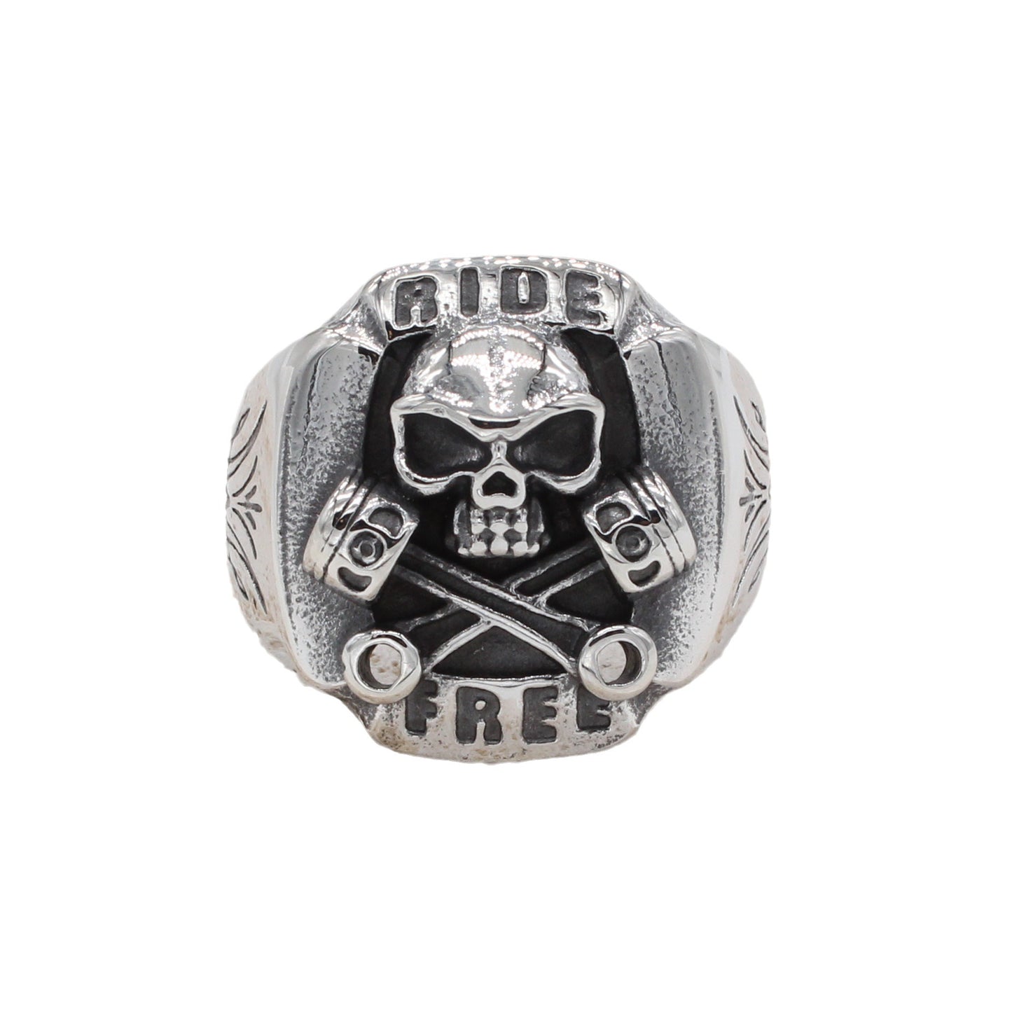 Halloween Skull Head Motorcycle Titanium Steel Ring for Men