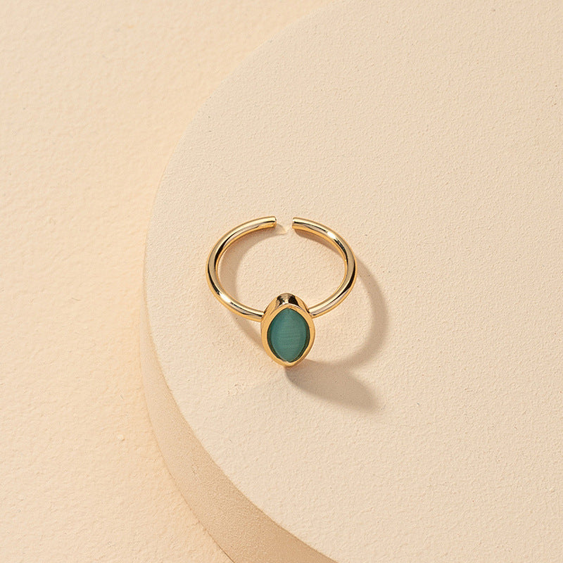 Green Stone Open Ring - Vienna Verve Collection